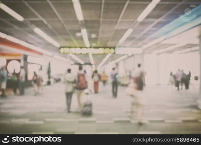 Blur walk way to boarding gate at airport