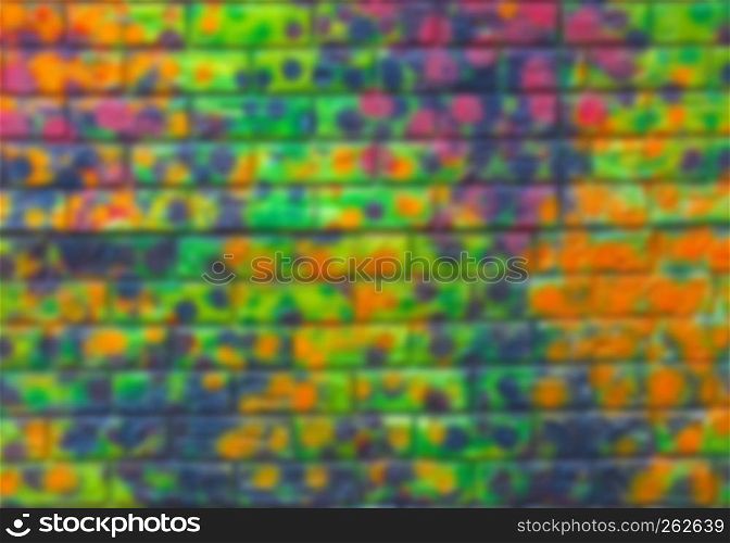 Blure background colored brick wall