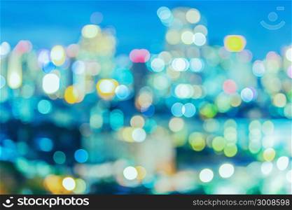 Blured lights city at night, abstract background.