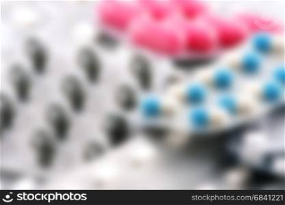 Blurred abstract background of medicine pills
