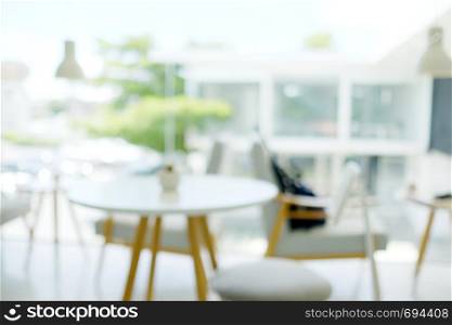 Blurred background : blur cafe with bokeh light background, banner, food and drink concept