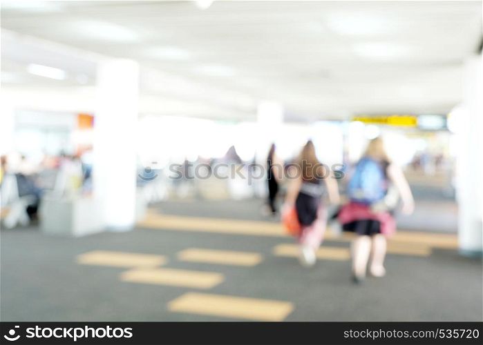 Blurred background, Blur people walking at airport background, holiday and vacation concept