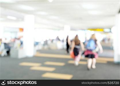 Blurred background, Blur people walking at airport background, holiday and vacation concept