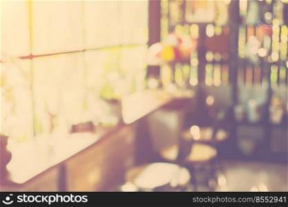 Blurred background   Coffee shop blur background bokeh with vintage tone.