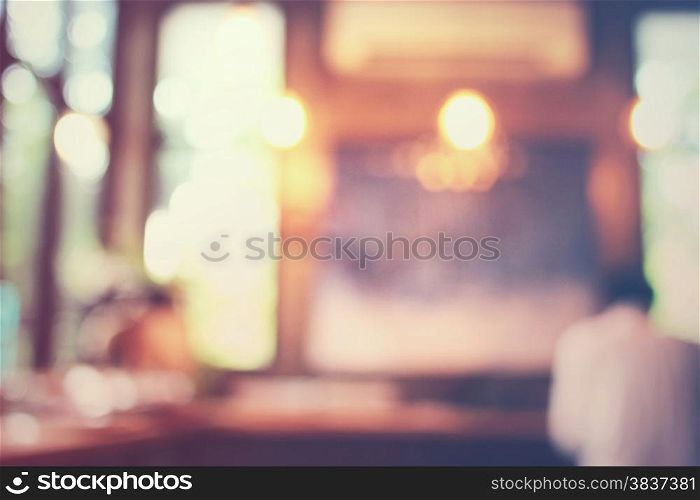 Blurred background : customer at cafe, blur background with bokeh