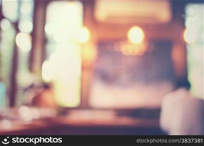Blurred background : customer at cafe, blur background with bokeh