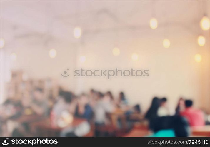 Blurred background : Customer at cafe blur background with retro filter effect