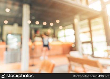 Blurred background : Customer at coffee shop blur background with bokeh, Vintage toned.
