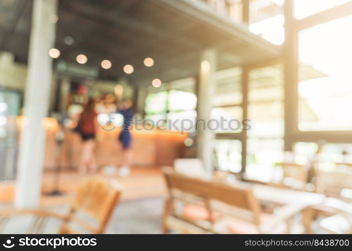 Blurred background : Customer at coffee shop blur background with bokeh, Vintage toned.