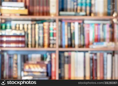 blurred background from many books in library