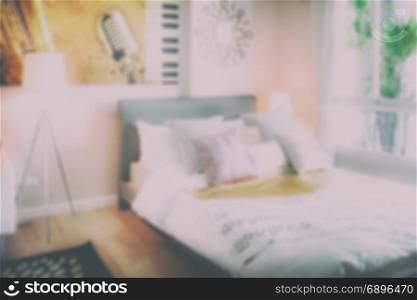 Blurred background modern bedroom interior