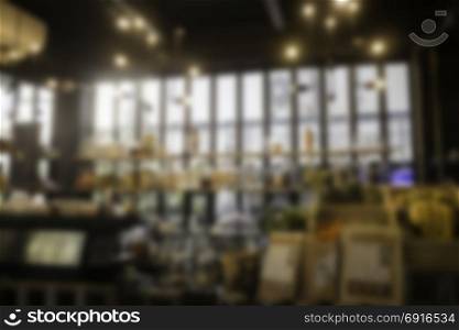 Blurred background of coffee shop, stock photo