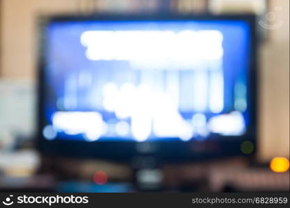 Blurred background of television at home