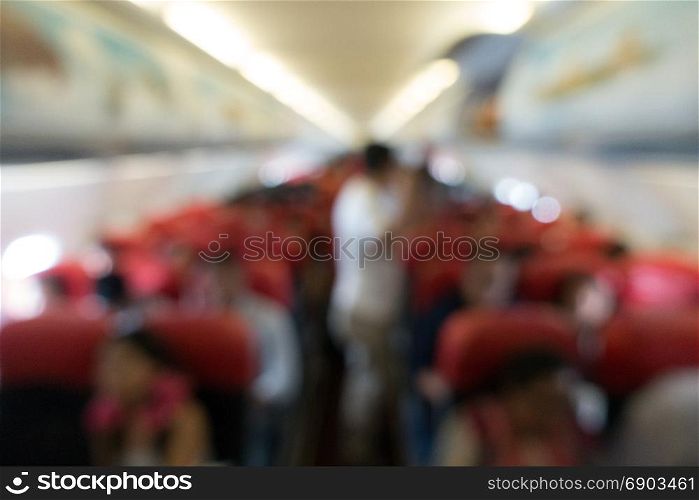 Blurred background of Traveller in commercial airplane