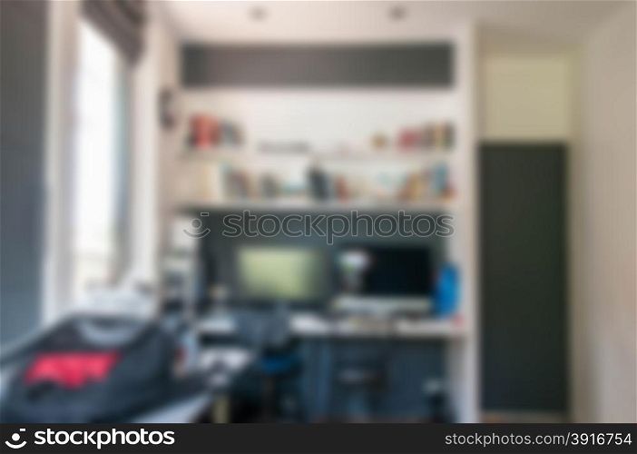 Blurred background of working studio design room interior