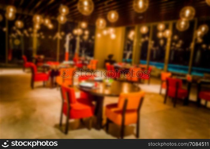Blurred background,restaurant interior. Filter vintage.