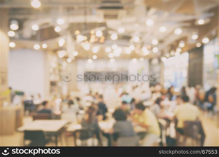 Blurred background restaurant with lot of bokeh in vintage style effect