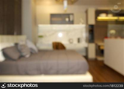 blurred bedroom interior design in modern house as background