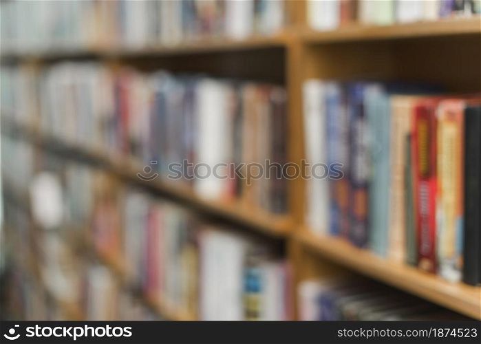 blurred books library shelves