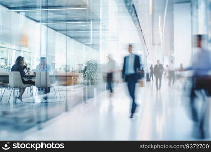 blurred business people fast movement in office background, Generative AI