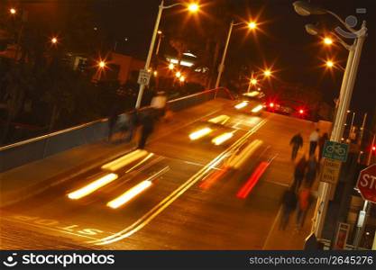 blurred car lights on a road