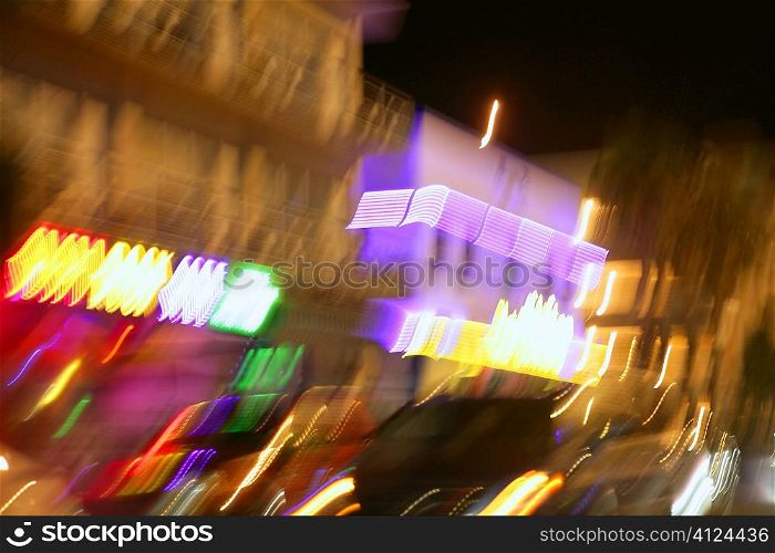 Blurred city lights motion blur colorful urban night background