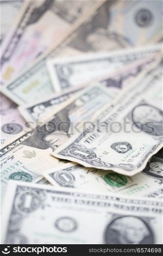 blurred crumpled dollar money background like concept of problem 
