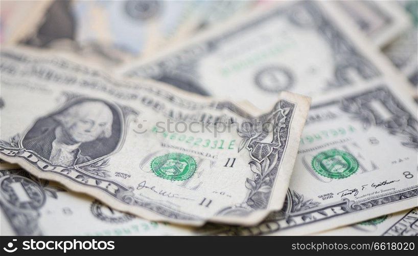 blurred crumpled dollar money background like concept of problem 

