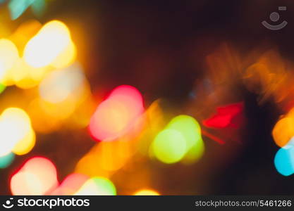 blurred defocused bokeh xmas lights