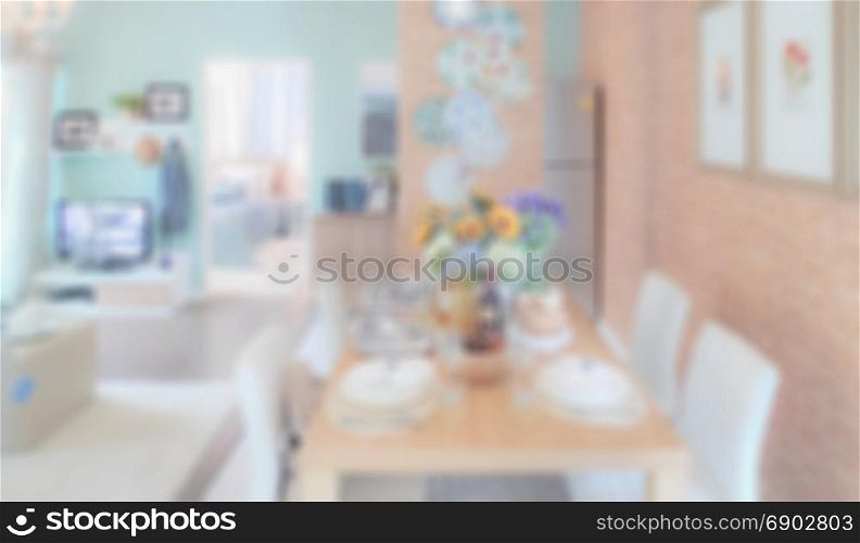 Blurred dining table in modern style
