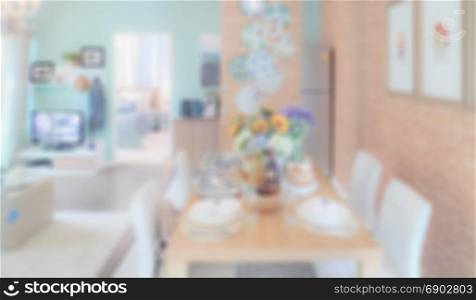 Blurred dining table in modern style