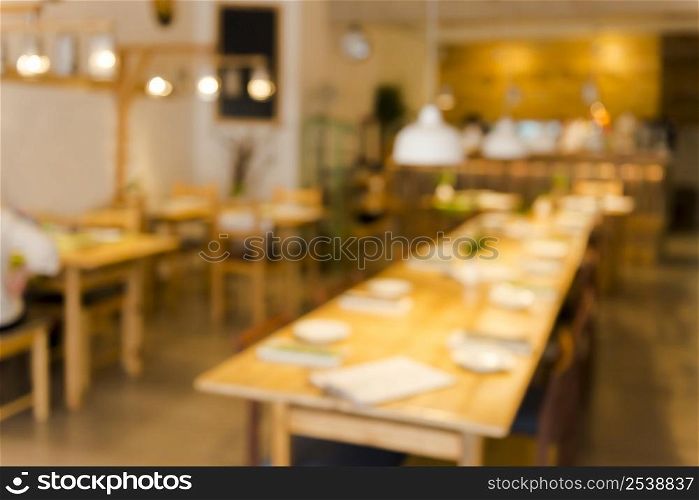 Blurred image of a beautiful restaurant