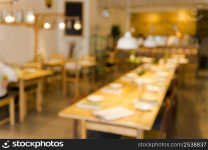 Blurred image of a beautiful restaurant