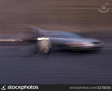 Blurred image of a car in Paris France