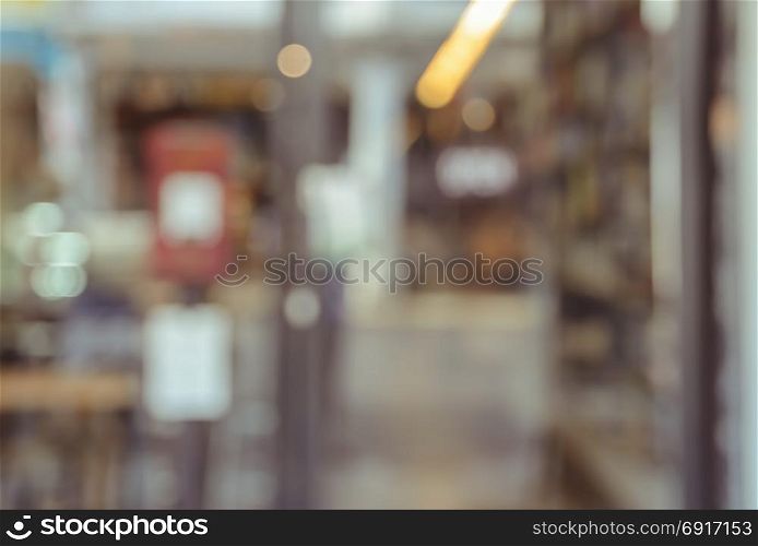 Blurred image of bookstore or cafe background