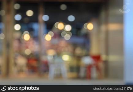 Blurred image of cafe with colorful bokeh background