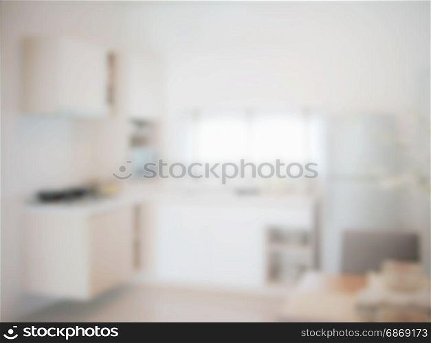 blurred image of modern kitchen interior for background