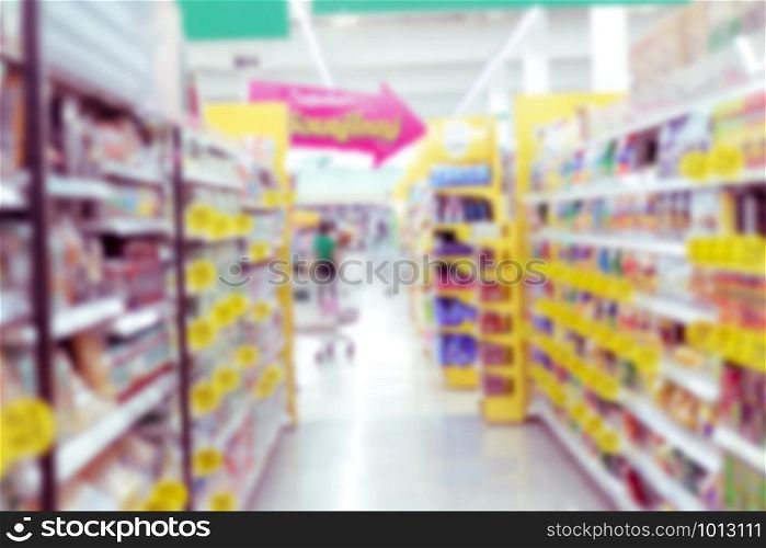 Blurred images of shopping centers with boks,Abstract mall and retailer for the background.