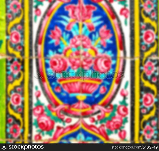 blurred in iran the old decorative flower tiles from antique mosque like background