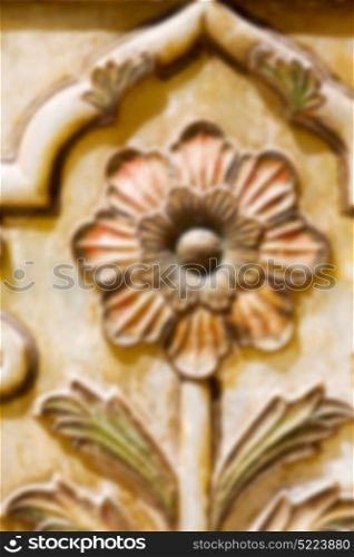 blurred in old iran mousque the column incision of a flower like abstract background