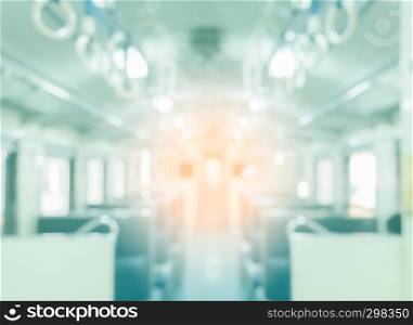 Blurred interior of passenger car or train background