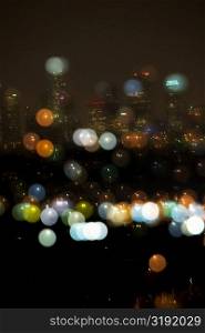Blurred lights in the night, Los Angeles, California, USA