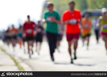 Blurred mass of marathon runners