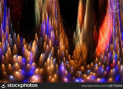 Blurred movement of multi coloured lights