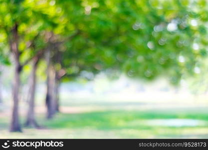 Blurred park with bokeh light, nature background, spring and summer season