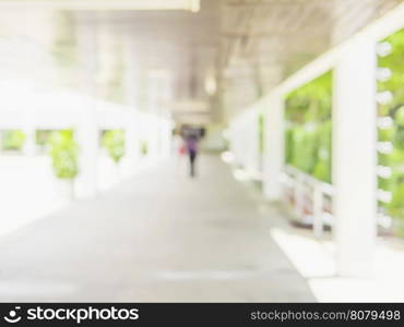 Blurred photo of walkway corridor in the campus