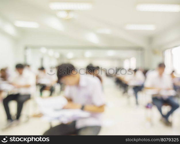 Blurred picture of student in the examination room