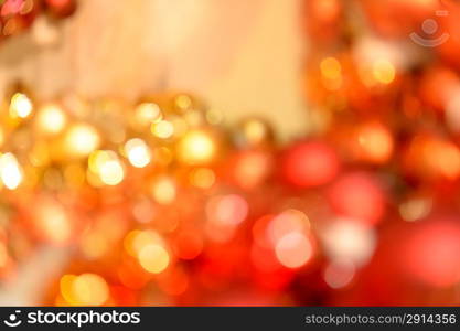 Blurred red and gold Christmas balls background