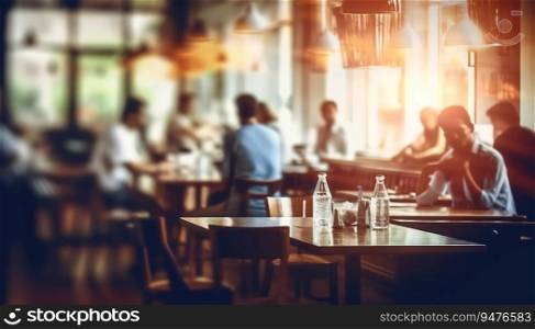 blurred restaurant background with some people eating