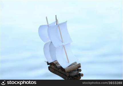 Blurred silhouette of a sailboat